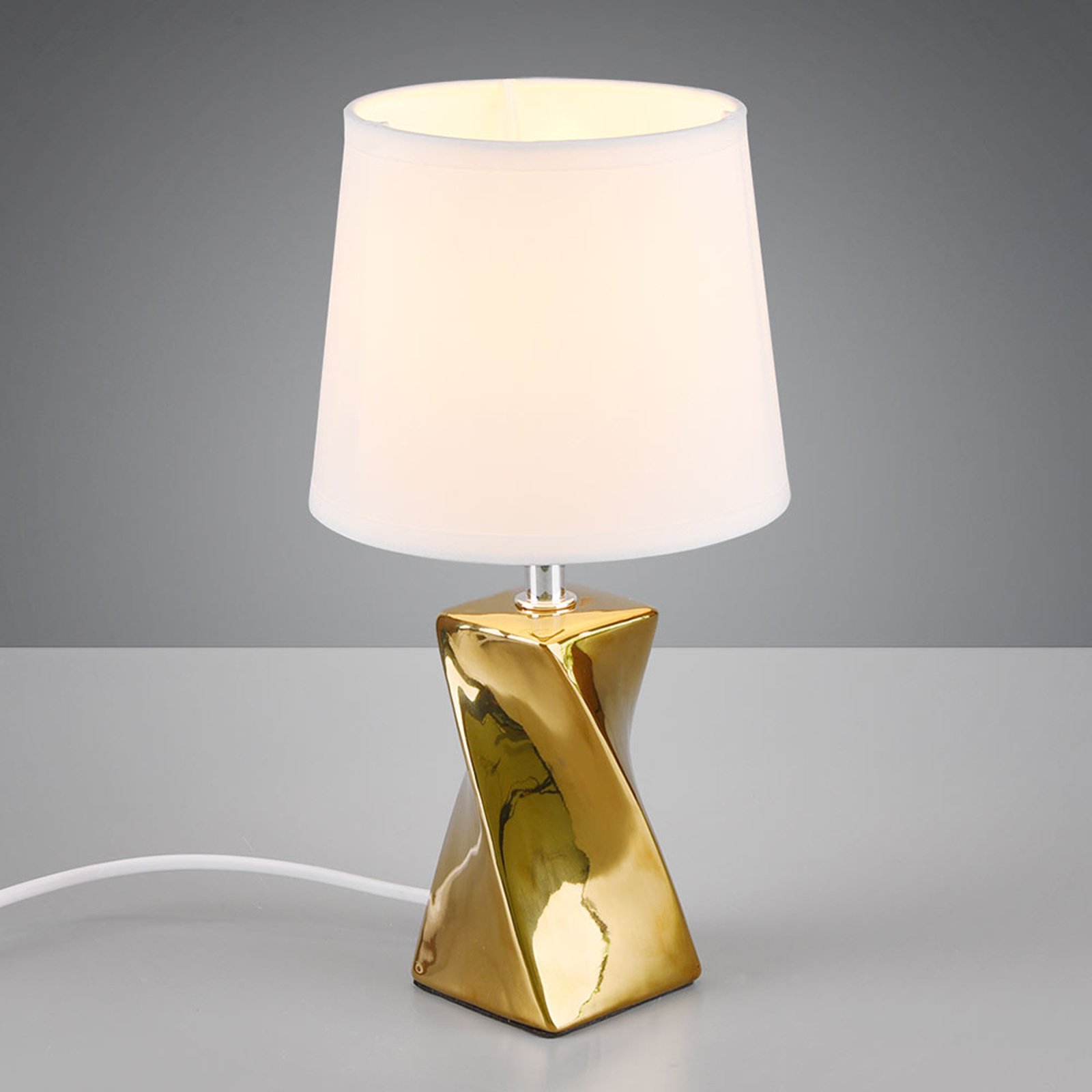 Bordlampe Abeba, Ø 15 cm, hvit-gull