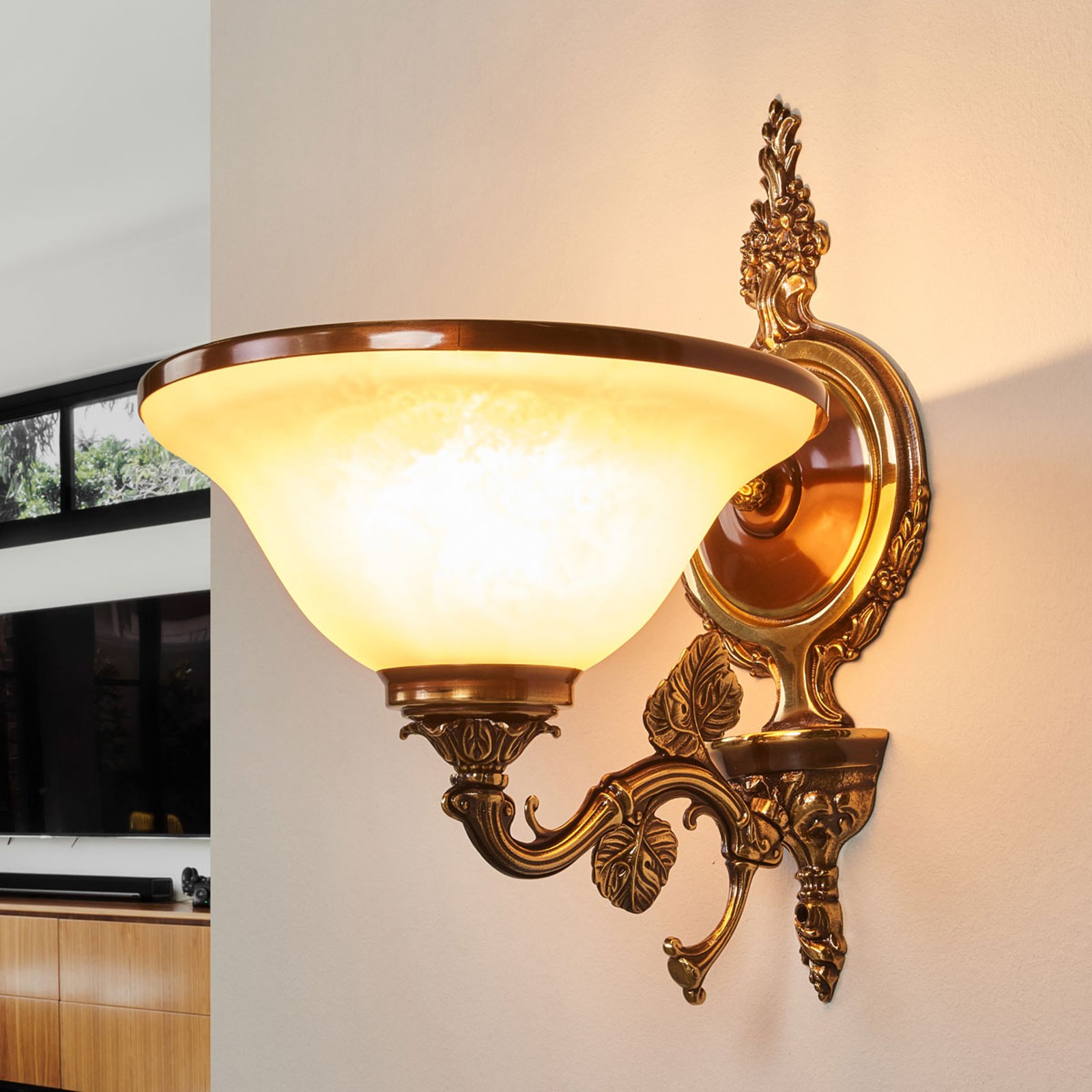 Yndig vegglampe RIALTO, glass amber