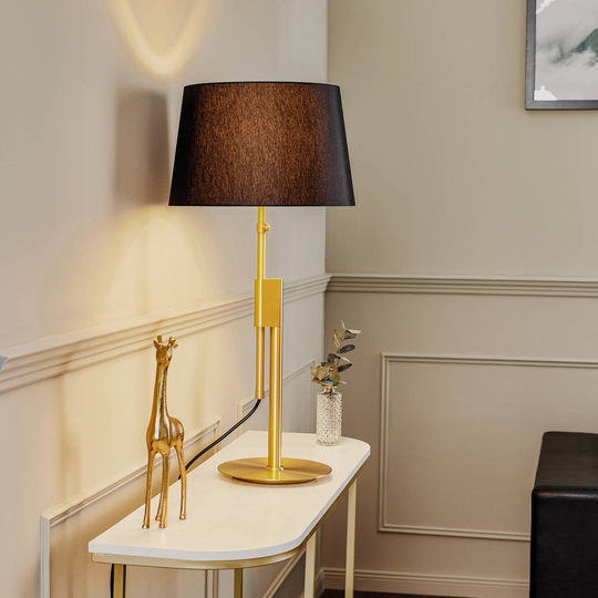 Rothfels Lemalian bordlampe av tøy, messing
