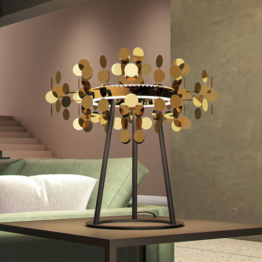 Lucande Glimmo LED-bordlampe svart/messing