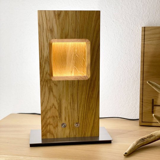 HerzBlut Pan LED-bordlampe, oljet eik, dimbar