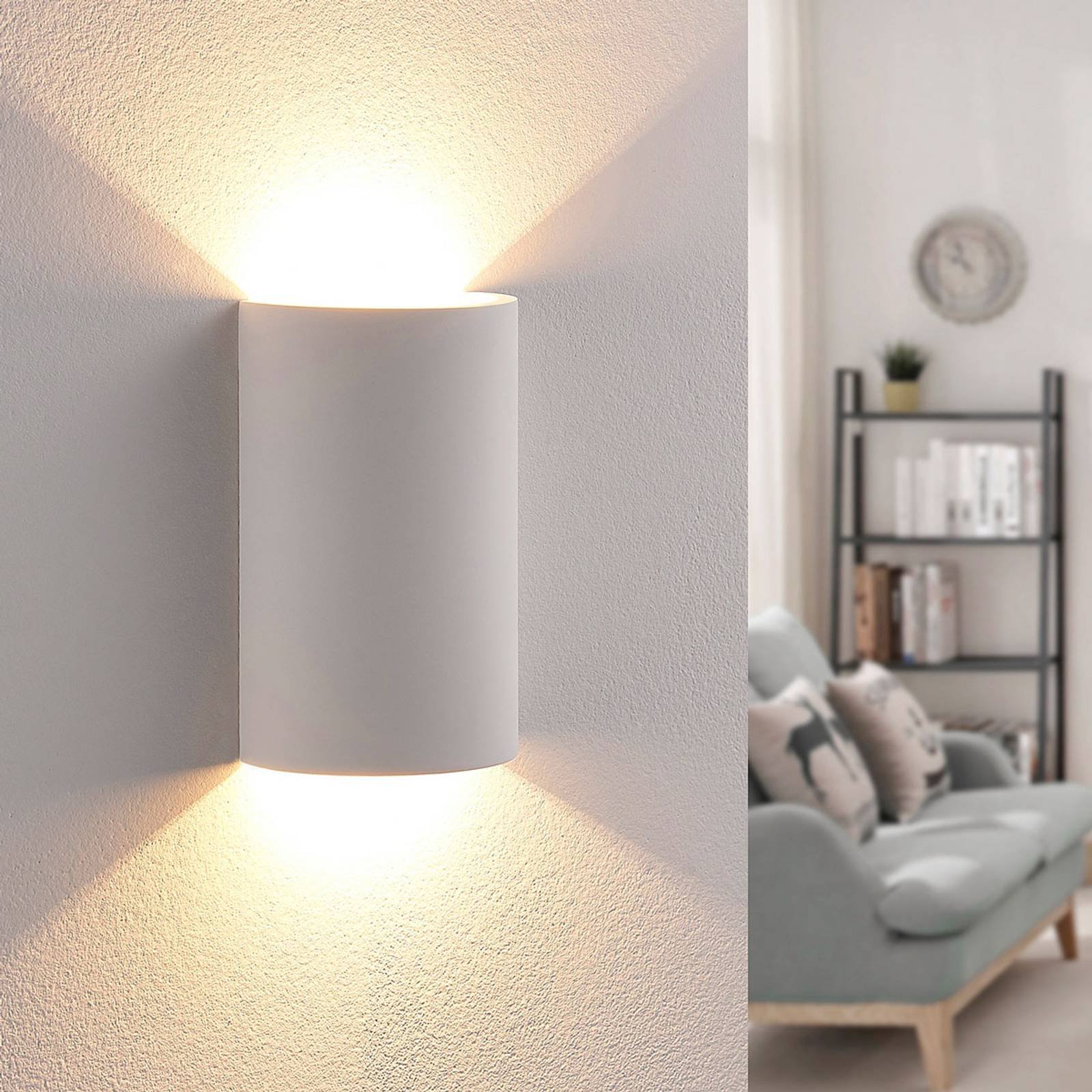LED-vegglampe i gips med effektfull utstråling