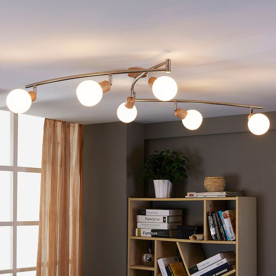 Avlang, trefarget taklampe Svenka med LED