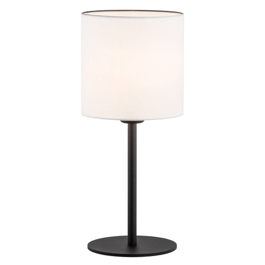 Tekstilbordlampe Harris, svart fot, hvit skjerm
