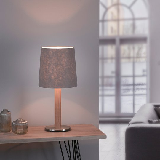 Lucande Elif bordlampe filt, sylinder natureik
