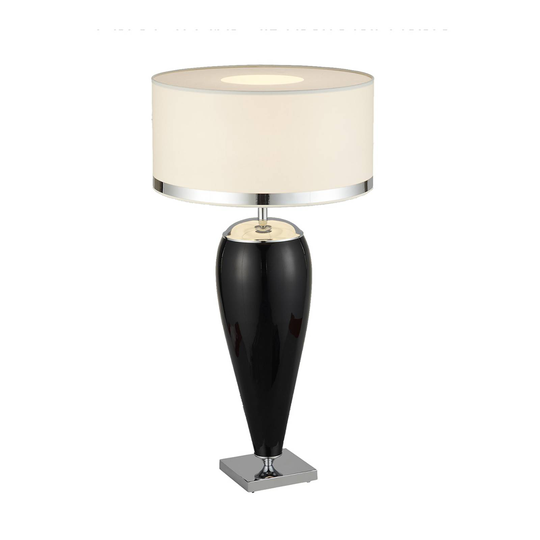 Bordlampe Lund i hvit og svart, høyde 70 cm