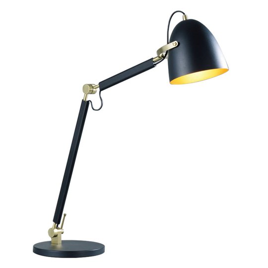 Lucande Nordin bordlampe svart/gull justerbar