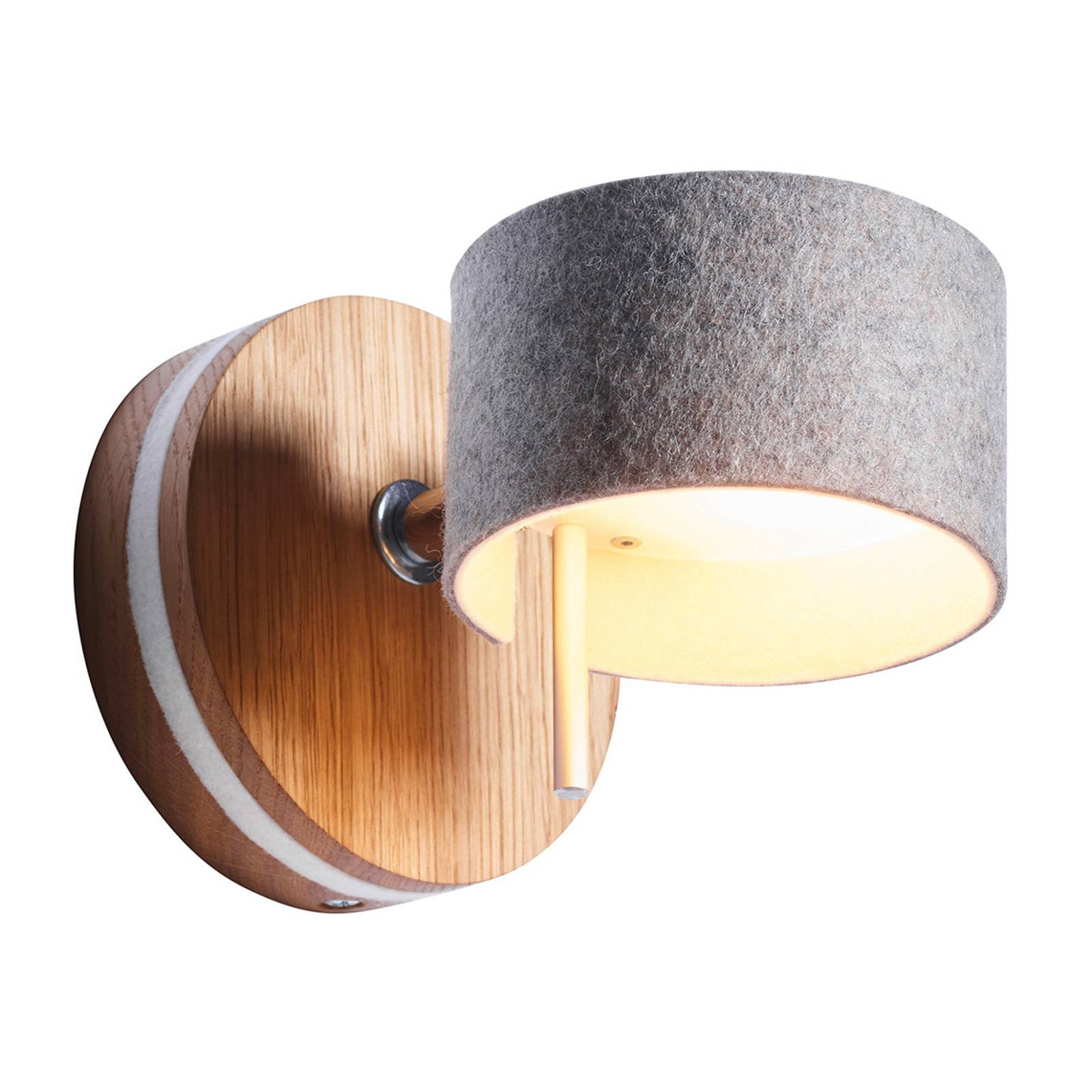 LED-vegglampe Frits i eik og filt