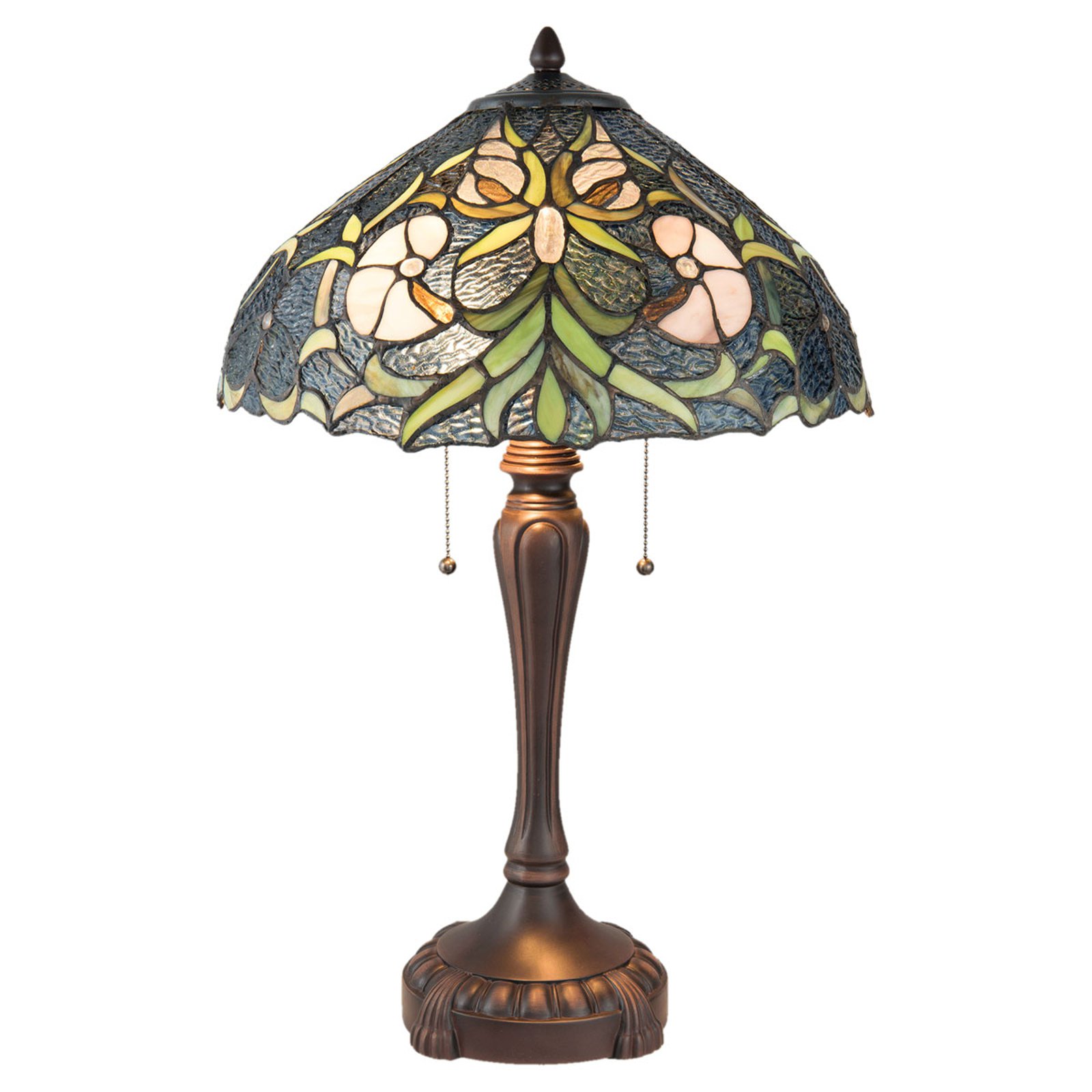 5922 bordlampe i Tiffany-stil, 2 lyskilder, blå