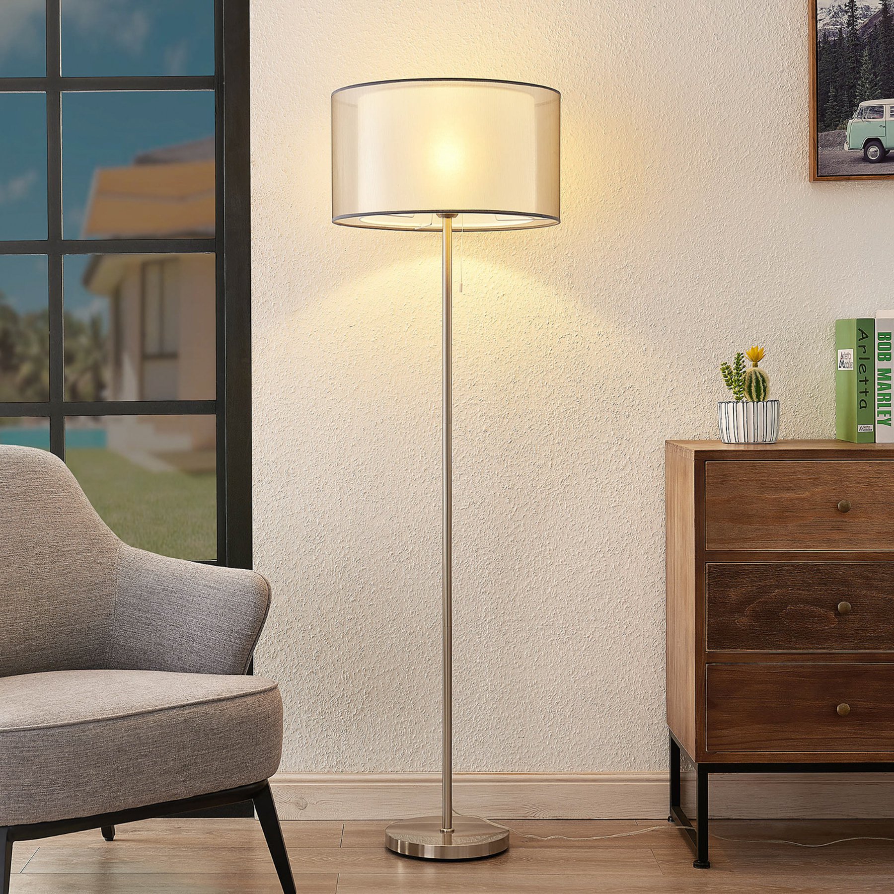 Lindby Taxima, gulvlampe, grå