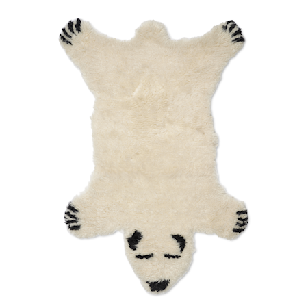 Dyreteppe Fluffy Bear Hvit 60x90 cm