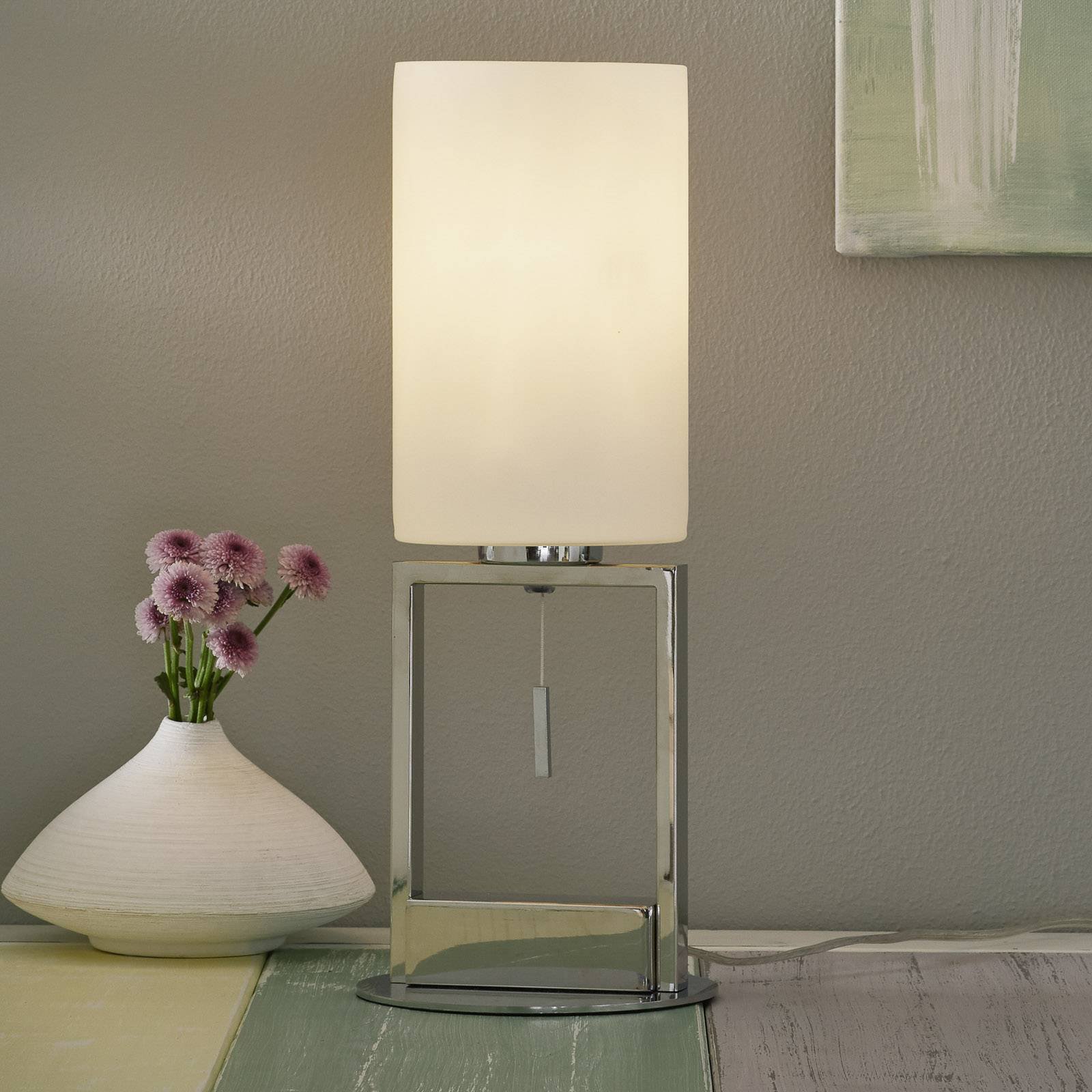 Gulvlampe Fine med glasskjerm og skyvebryter