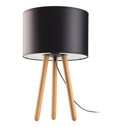 Bordlampe Tokyo, tripod av tre, furu/svart