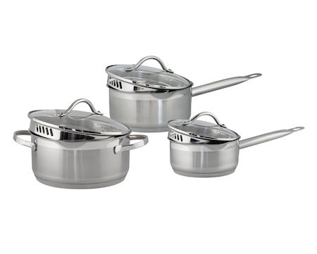 3-dels sett: Kasseroller 1,5 L & 2 L, Gryte 3 L PRO II