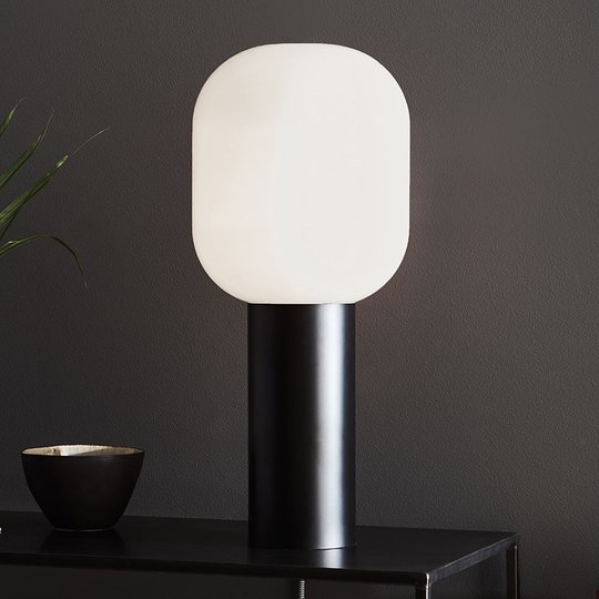 Bordlampe Brooklyn, glass-skjerm opalhvit, 56 cm