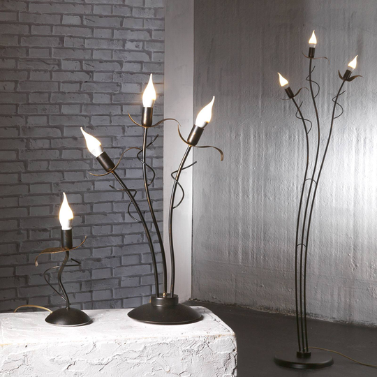 Bugia bordlampe, antikk bronse, 1 lyskilde