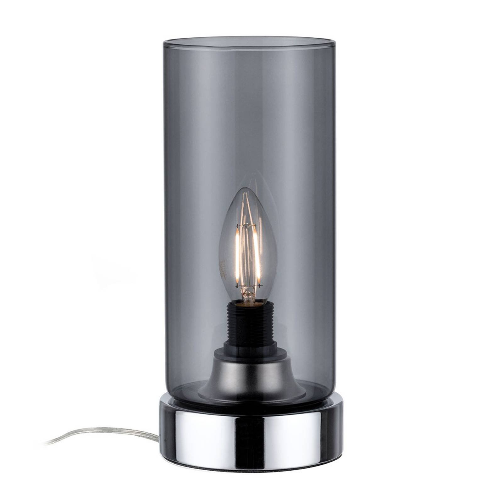 Paulmann bordlampe Pinja krom/røykgrå