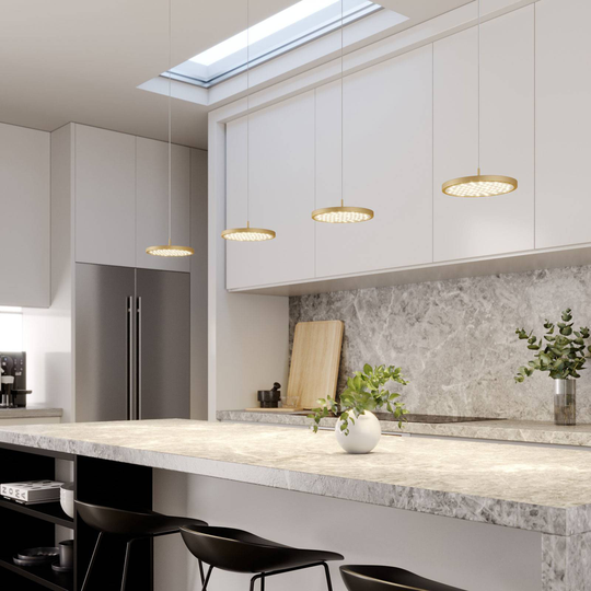 Rothfels Gion LED-pendellampe 2 lysk. hvit/messing
