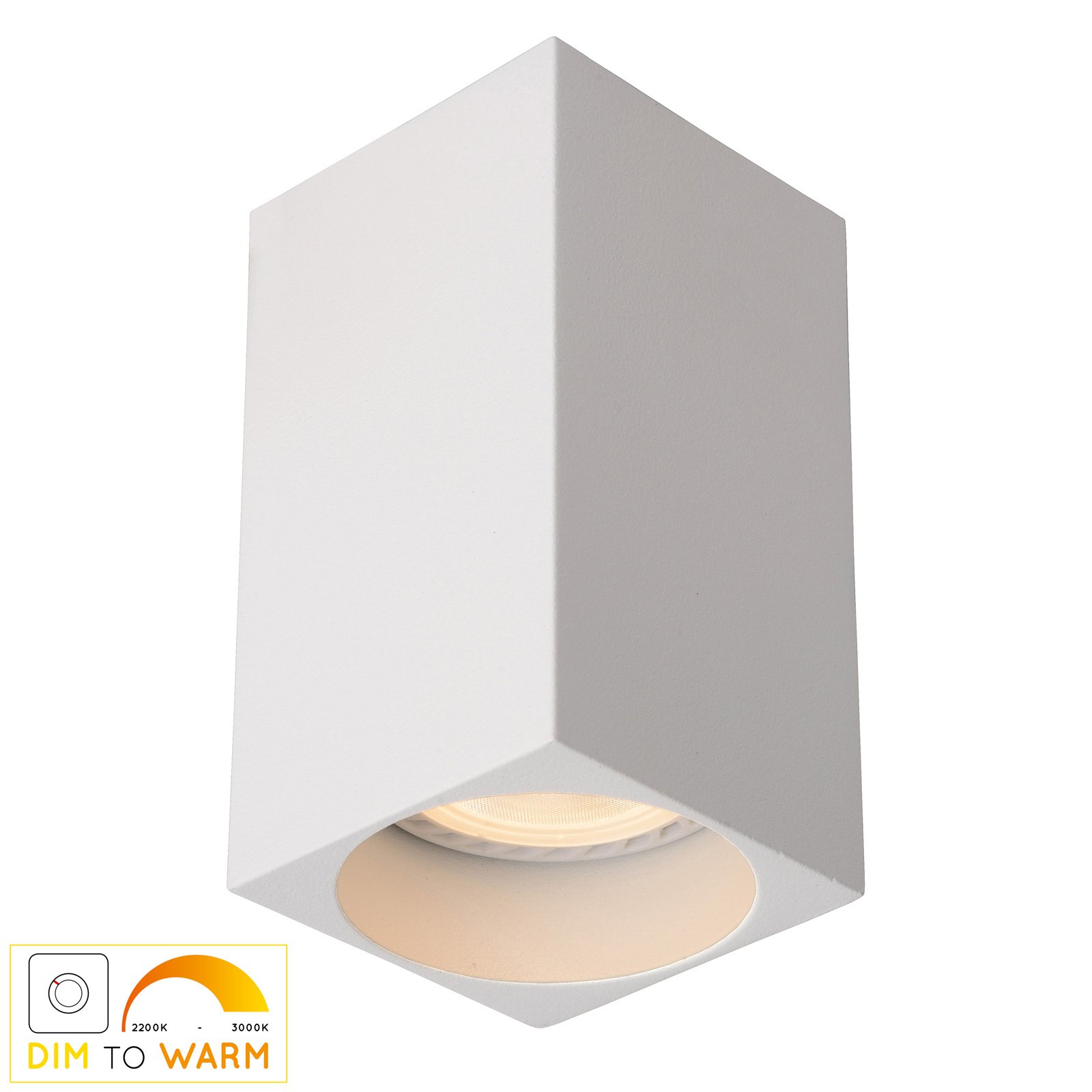 Delto LED-taklampe dim to warm, kantet, hvit