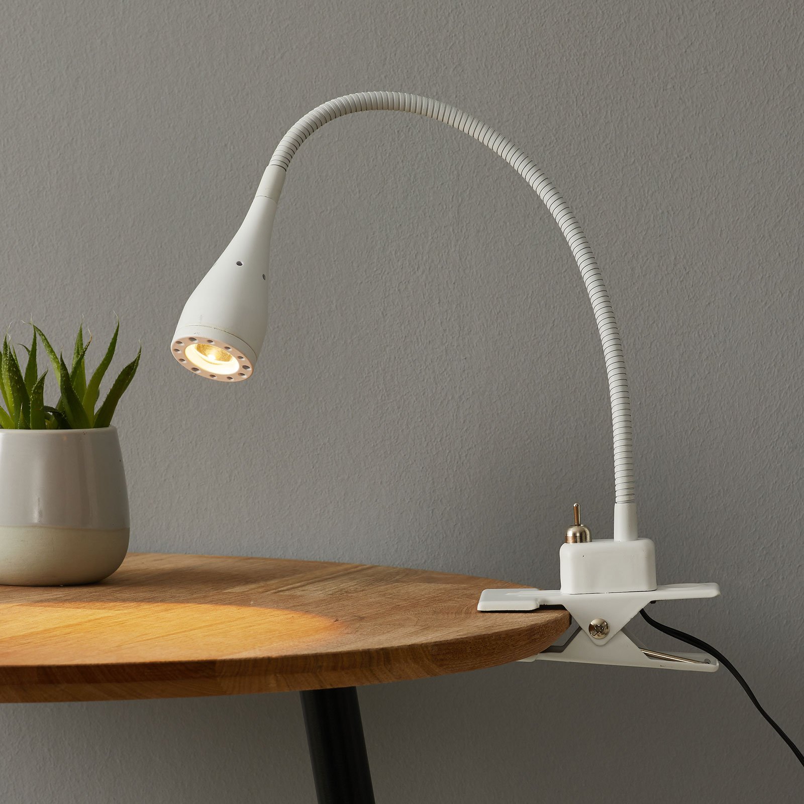 Fleksibel Mento LED-lampe i hvitt med klemme