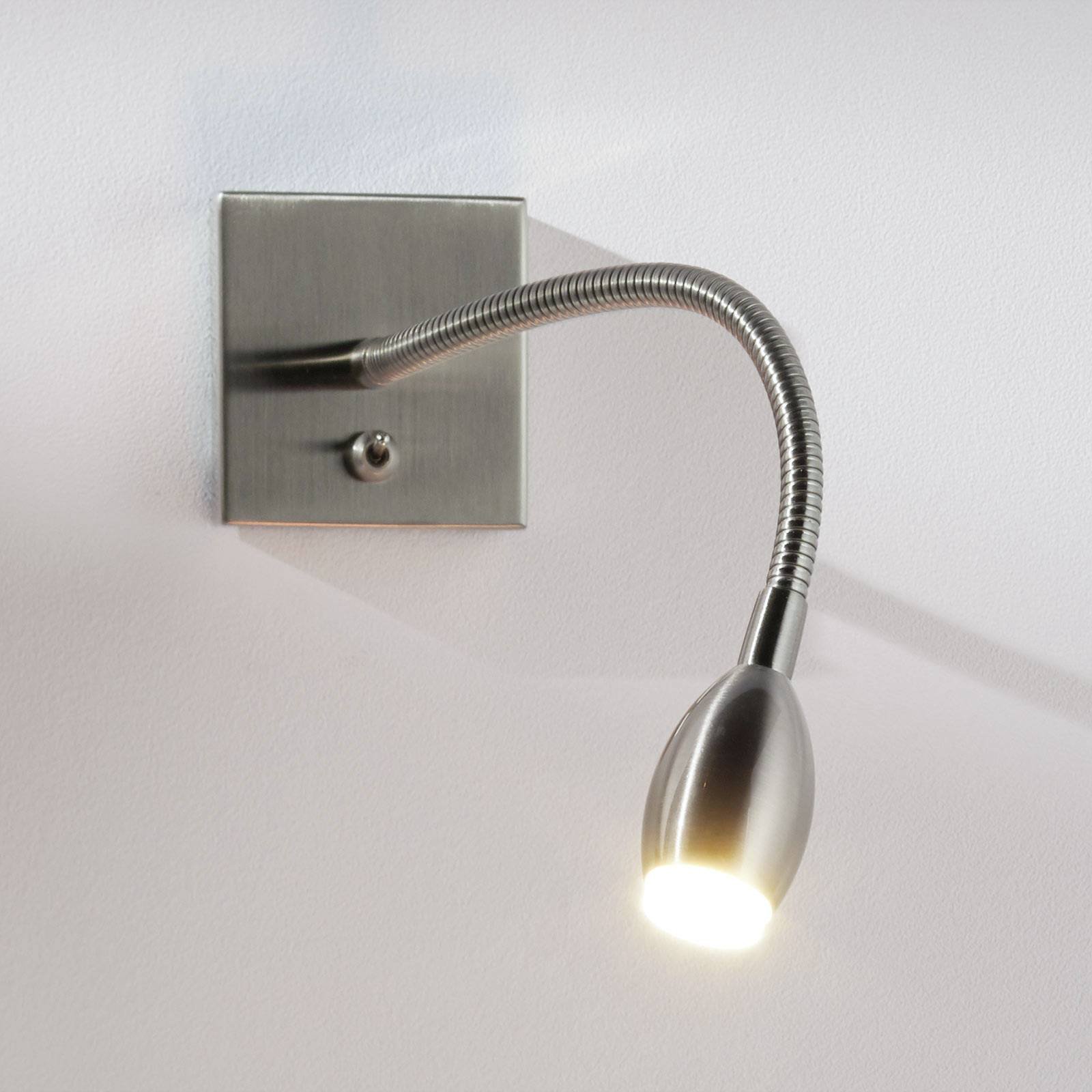 Nikkelfarget PILAR LED-vegglampe med fleksibel arm