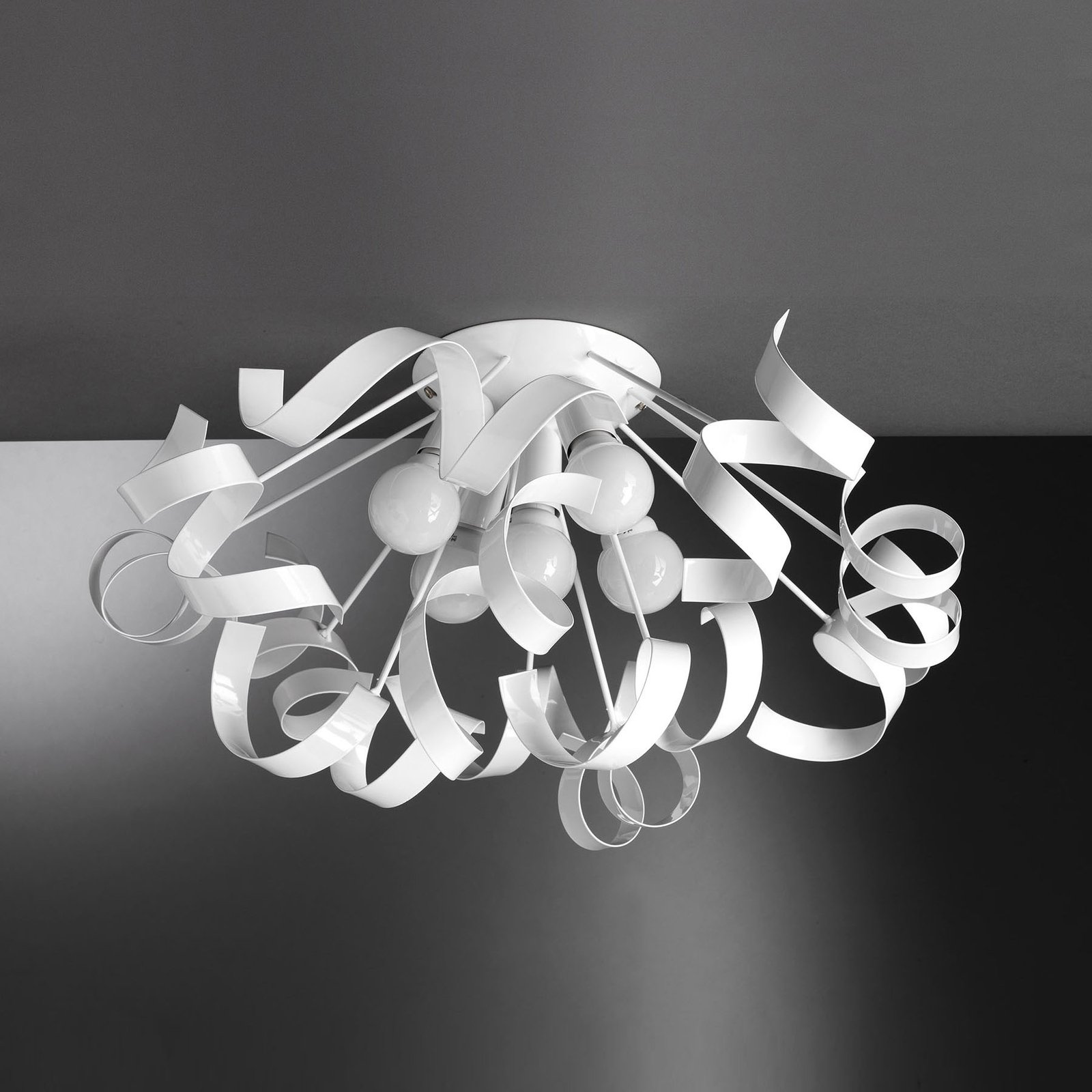 Taklampe Zoe av metall, 5 lyskilder, hvit