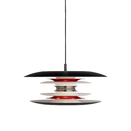 Diablo Pendel Mattsvart / Blank rød LED 40 cm