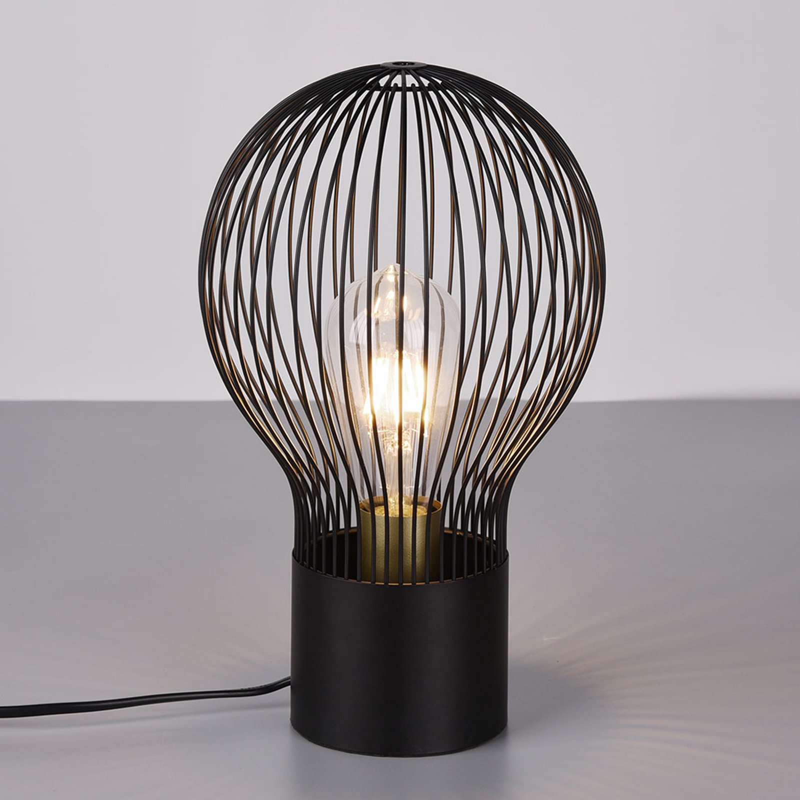 Bordlampe Dave med svart gitterskjerm