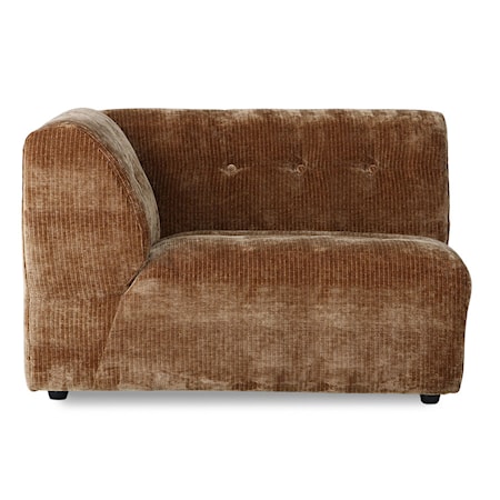 Vint couch: elem. venstre 1,5-sete Corduroy velvet, aged gold