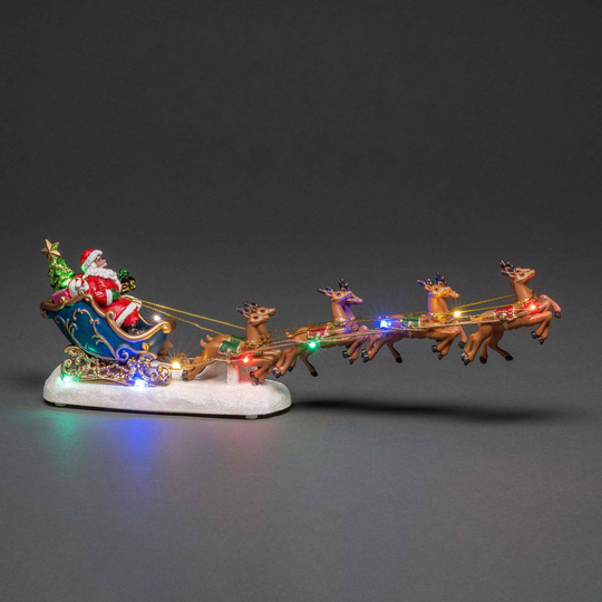 LED-sceneri Julenisse i slede