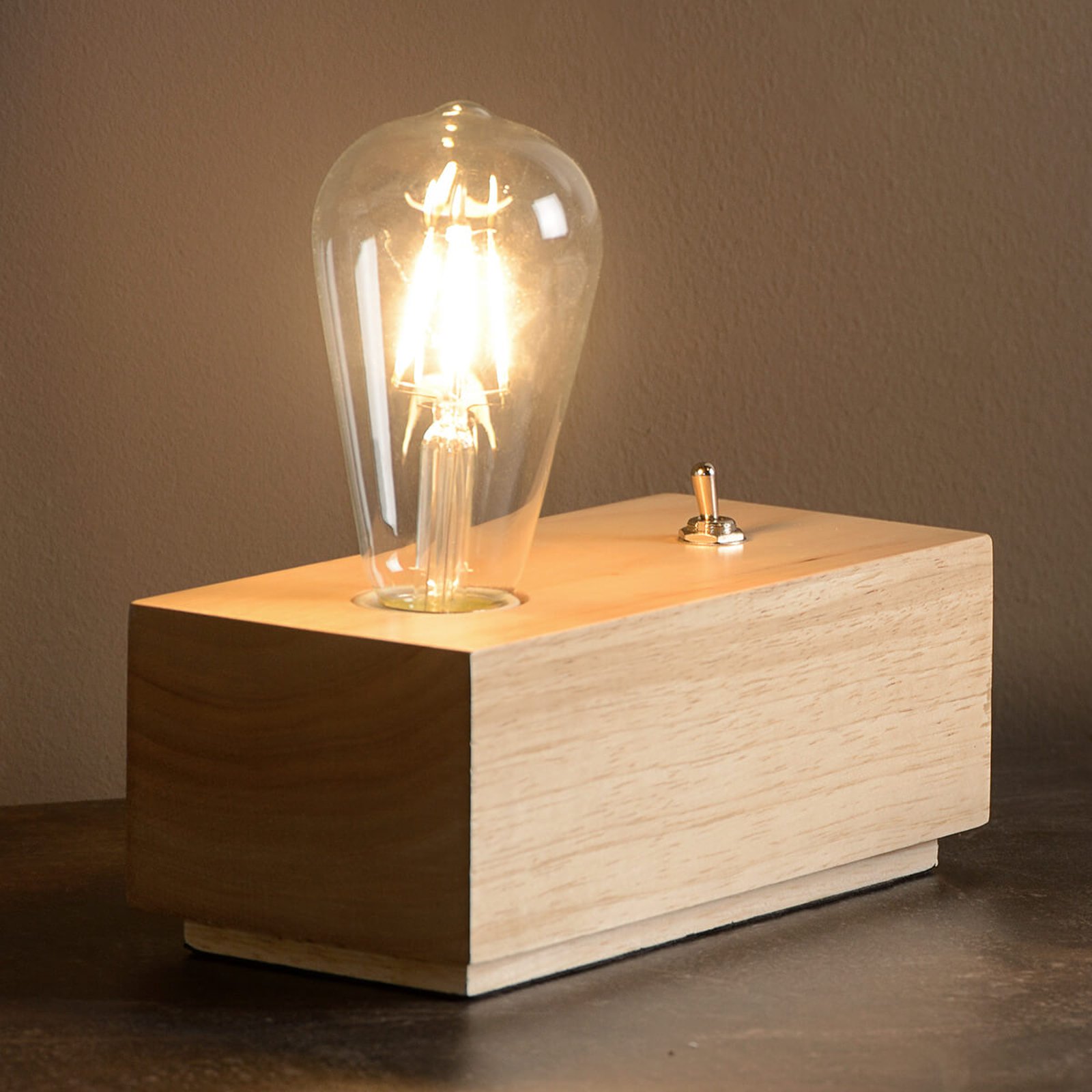Edison blokkformet LED-bordlampe av tre