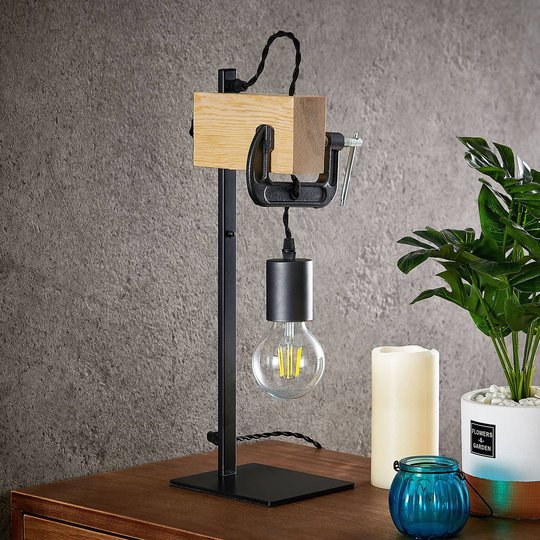 Lindby Asya bordlampe, tre, svart