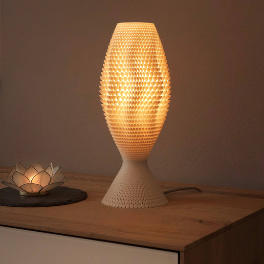 Bordlampe Koral av biomateriale, linen, 33 cm