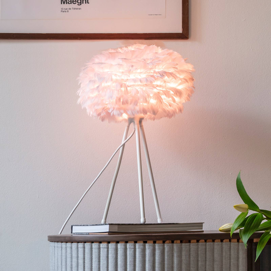 UMAGE Eos mini bordlampe rosa tripod hvit