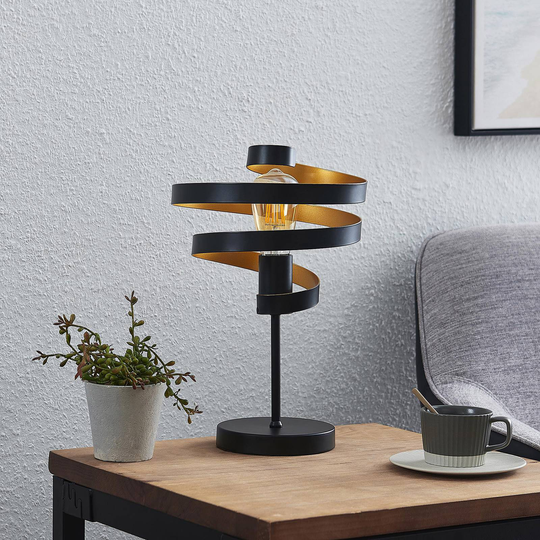 Lindby Colten bordlampe, svart, gull