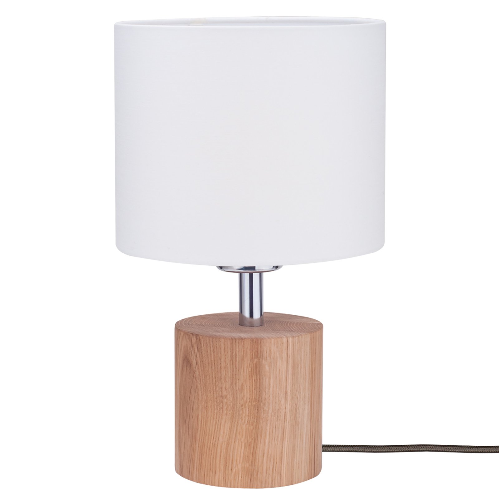 Pen bordlampe Trongo i oljet eik hvit skjerm