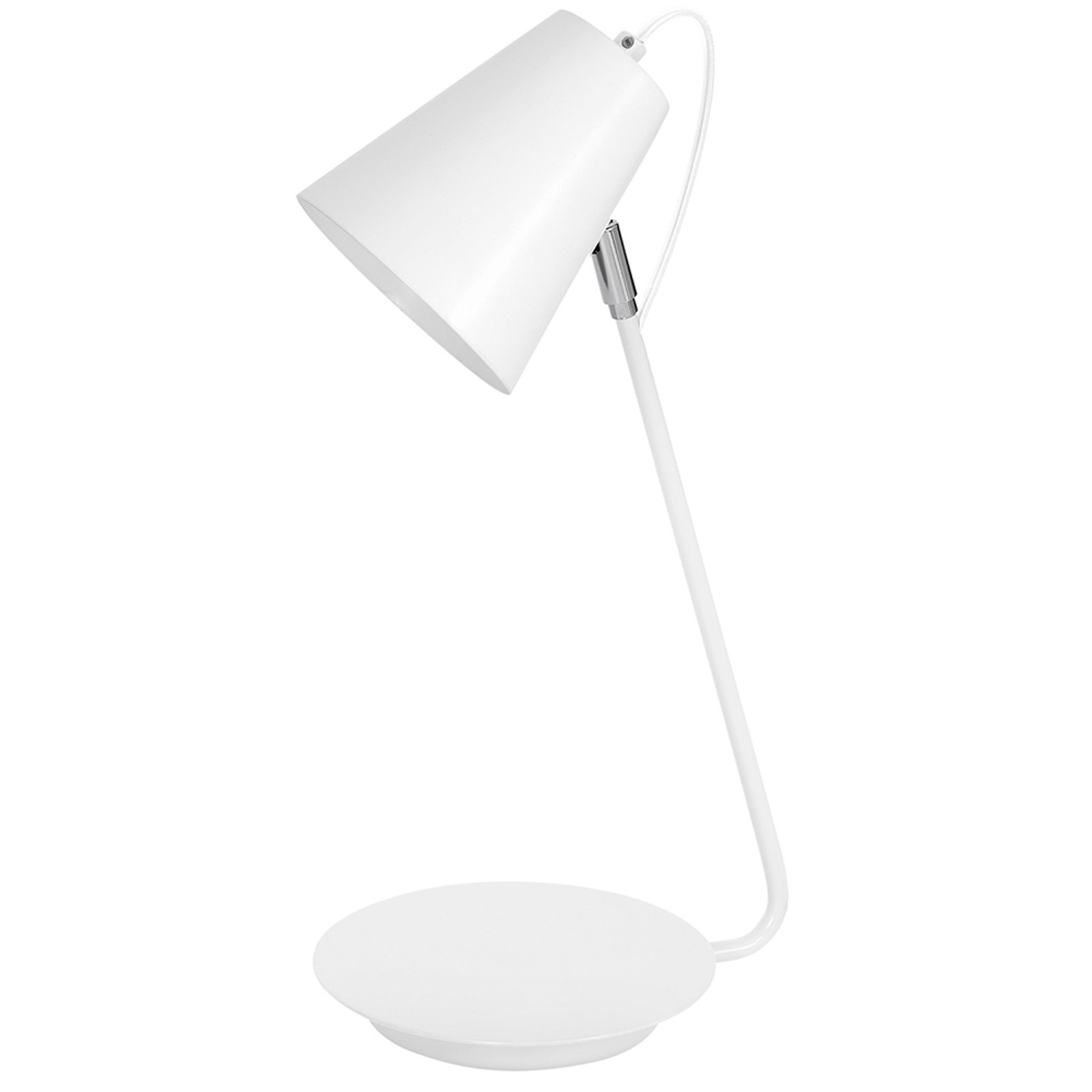 8296 bordlampe konisk krom-detalj, hvit