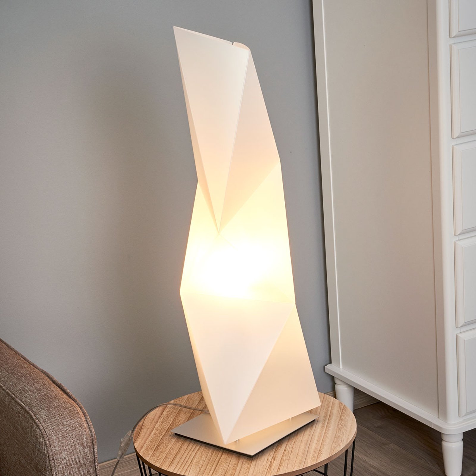 Kantet designer-bordlampe Diamond 72 cm