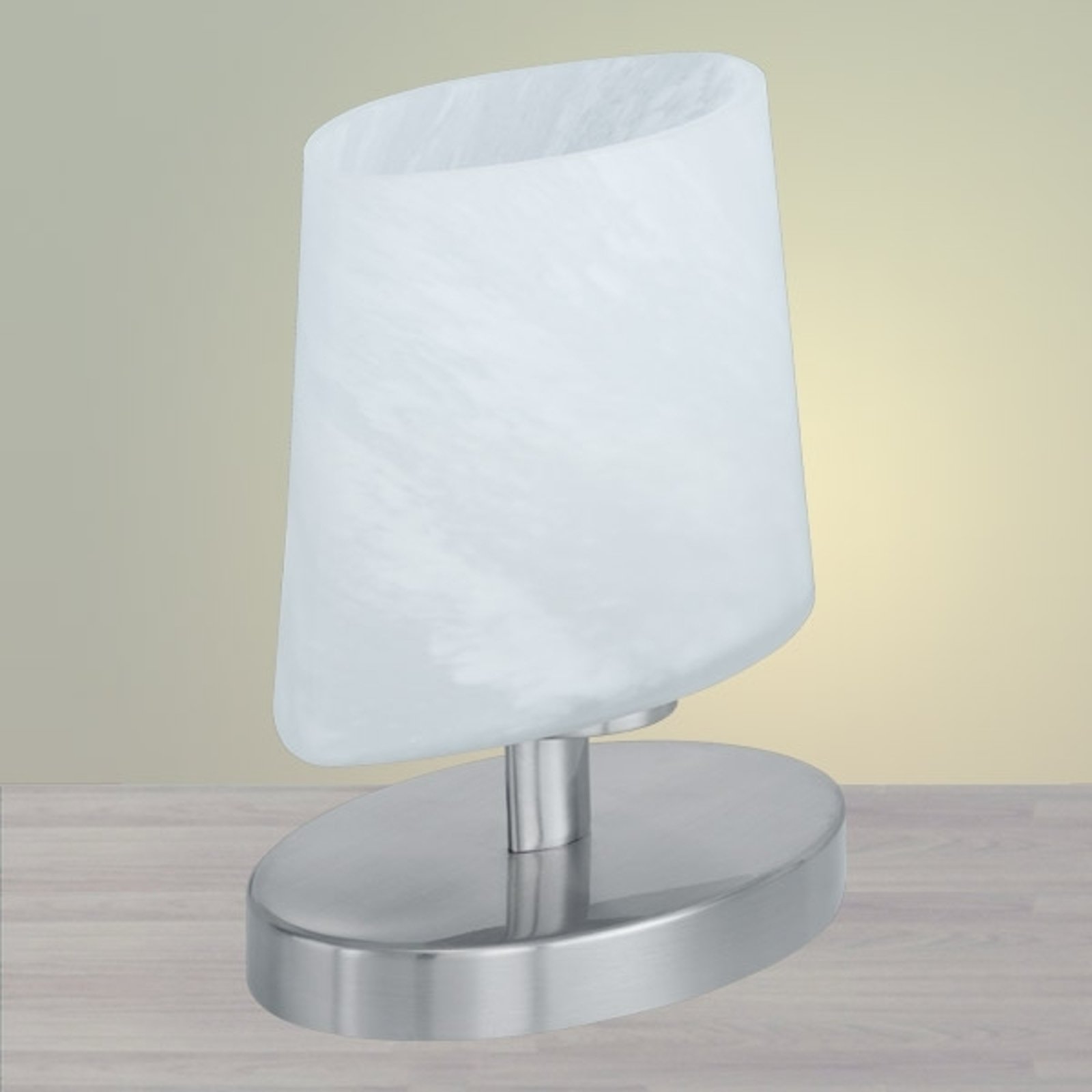 Liten bordlampe Oval nikkel matt