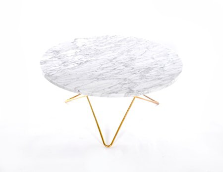 O Table Spisebord Messing/Hvit Marmor Ø100
