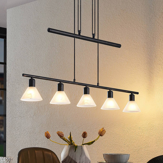 ELC Bealia pendellampe, justerbar, 5 lys, svart