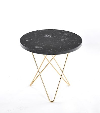 Mini O Table Svart Marmor med Messingramme Ø40