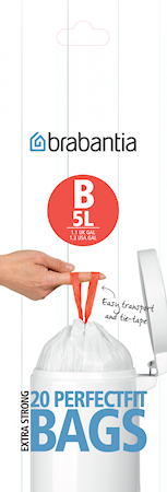 Søppelposer B, 5 Ltr (20 poser/rulle) White