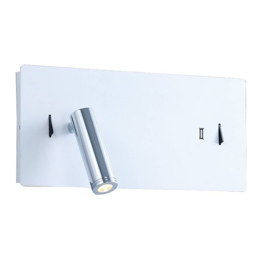 Lucande Kimo LED-vegglampe kantet, hvit, USB-spor