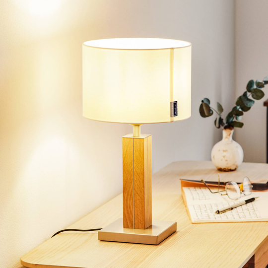 HerzBlut Dana bordlampe, eik natur, hvit, 41 cm