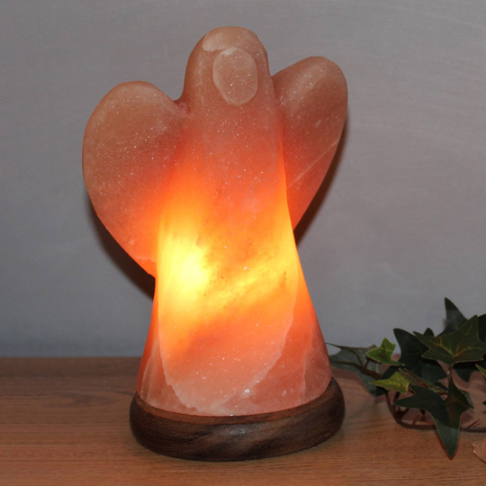 Saltlampe Engel med sokkel, rav