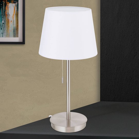 Ludwig bordlampe med USB-port hvit/matt nikkel