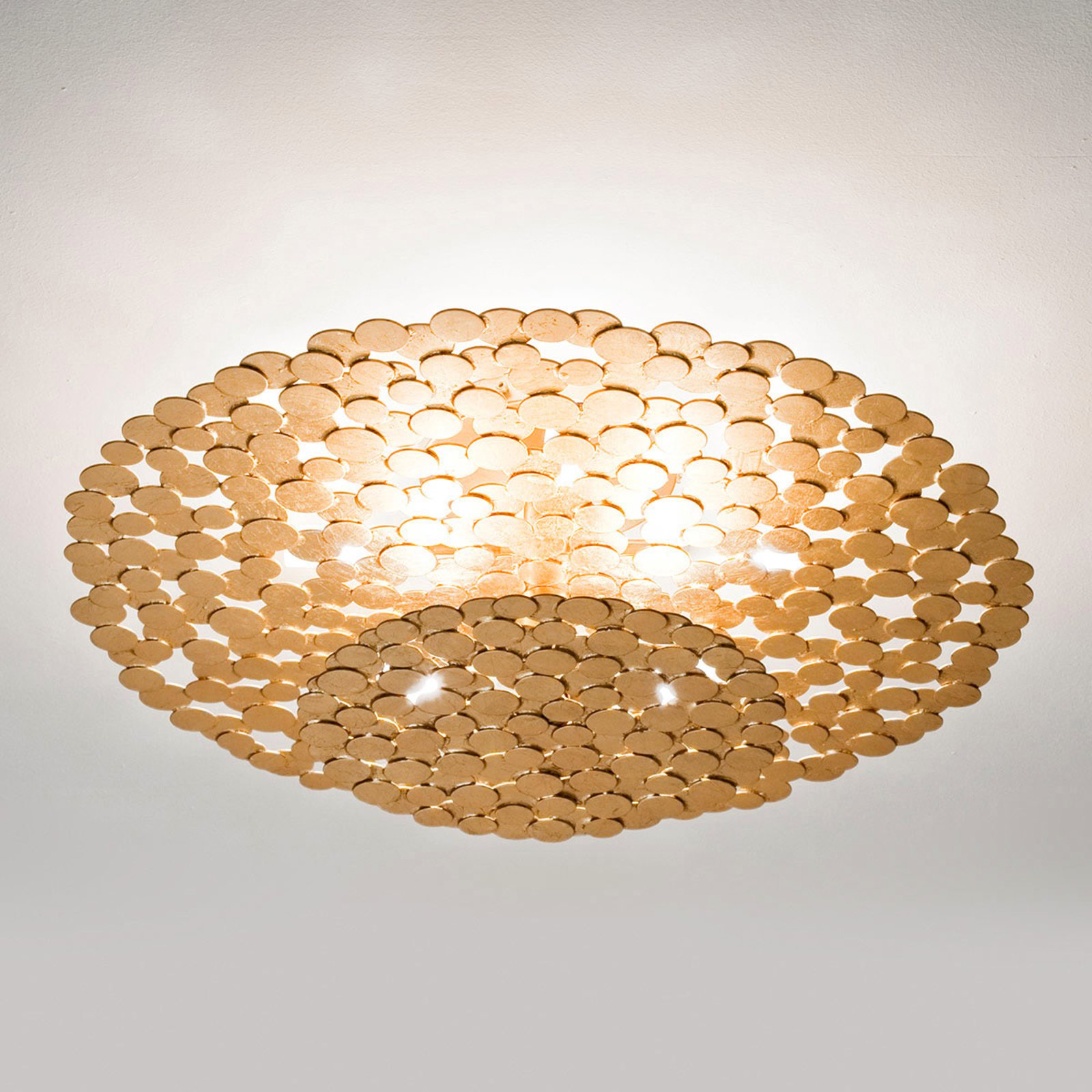 Rund taklampe Tunna 45 cm gull