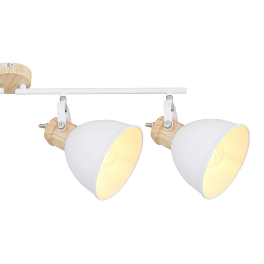 Taklampe Wiho i metall, hvit/tre, 4 lyskilder