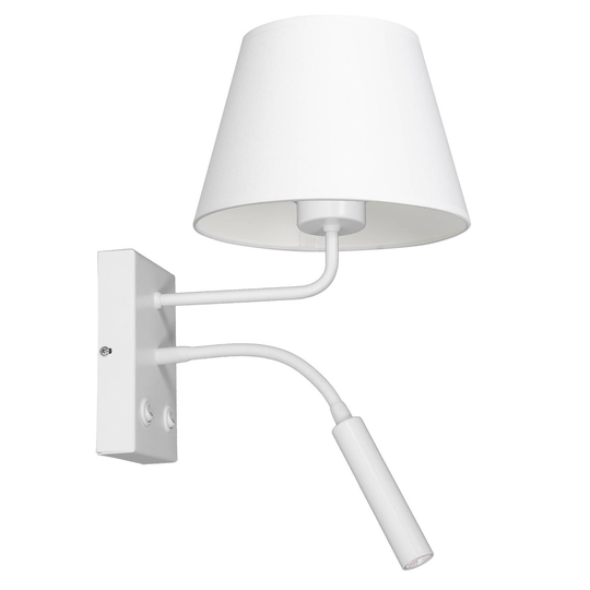 Vegglampe Soho, konisk, med leselampe hvit